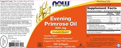 Photo of the NOW Evening Primrose Oil 500 mg label