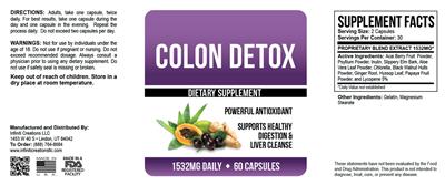 Photo of the Infiniti Creations Colon Detox label