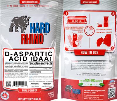 Photo of the Hard Rhino D-Aspartic Acid (DAA) label