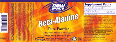 Photo of the NOW Sports Beta-Alanine label
