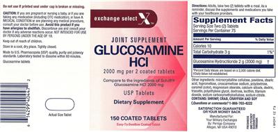 Photo of the Exchange Select X Glucosamine HCl 2000 mg label