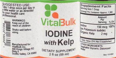 Photo of the VitalBulk Iodine With Kelp label