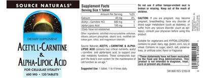 Acetyl L-Carnitine & Alpha-Lipoic Acid