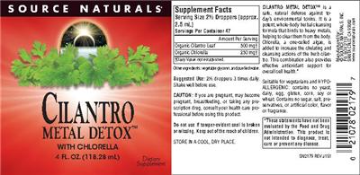 Photo of the Source Naturals Cilantro Metal Detox label