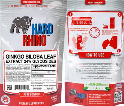 Photo of the Hard Rhino Ginkgo Biloba Leaf Extract 24% Glycosides label