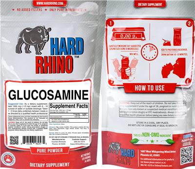 Photo of the Hard Rhino Glucosamine label