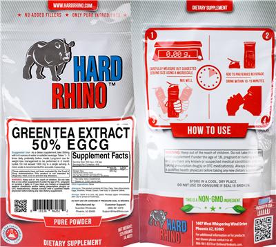 Photo of the Hard Rhino Green Tea Extract 50% EGCG label