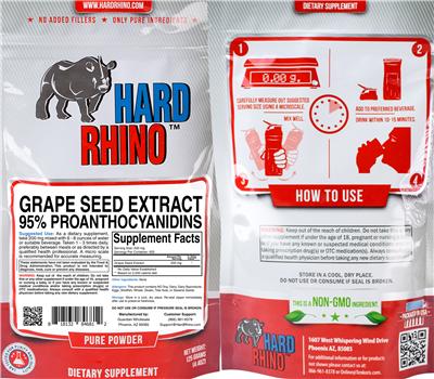 Photo of the Hard Rhino Grape Seed Extract 95% Proanthocyanidins label