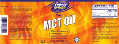 Photo of the NOW Sports MCT Oil label
