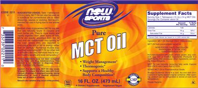 Photo of the NOW Sports Pure MCT Oil label