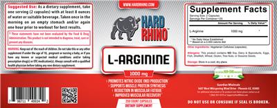Photo of the Hard Rhino L-Arginine 1000 mg label