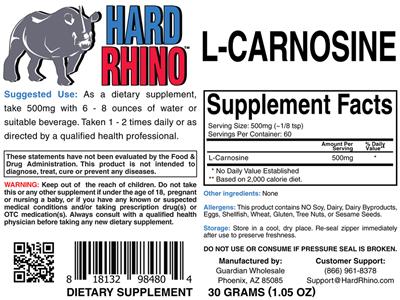 Photo of the Hard Rhino L-Carnosine label