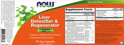 Photo of the NOW Liver Detoxifier & Regenerator label