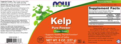 Photo of the NOW Kelp label