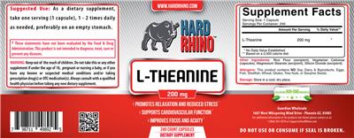 Photo of the Hard Rhino L-Theanine 200 mg label