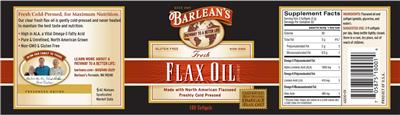 Photo of the Barlean's Fresh Flax Oil label