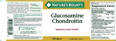 Photo of the Nature's Bounty Glucosamine Chondroitin label