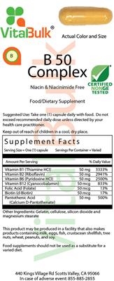 Photo of the VitalBulk B 50 Complex Niacin & Niacinamide Free label