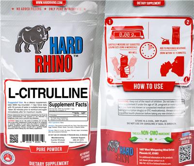 Photo of the Hard Rhino L-Citrulline label