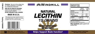 Photo of the Windmill Natural Lecithin 19 Grains label