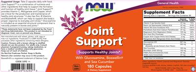 Photo of the NOW Joint Support label