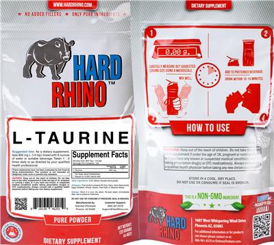 Photo of the Hard Rhino L-Taurine label