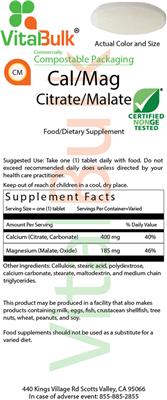 Photo of the VitalBulk Cal/Mag Citrate/Malate label