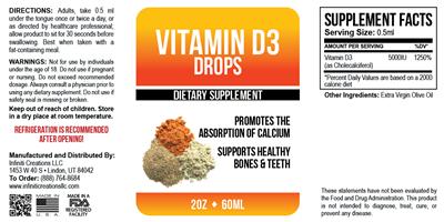 Photo of the Infiniti Creations Vitamin D3 Drops label