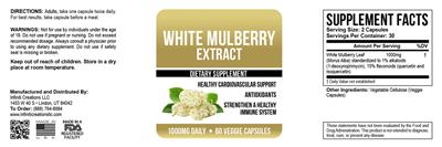 Photo of the Infiniti Creations White Mulberry Extract 1000 mg daily label