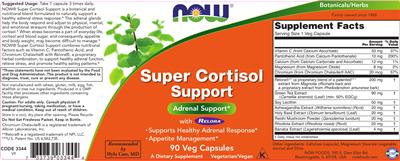 Photo of the NOW Super Cortisol Support label