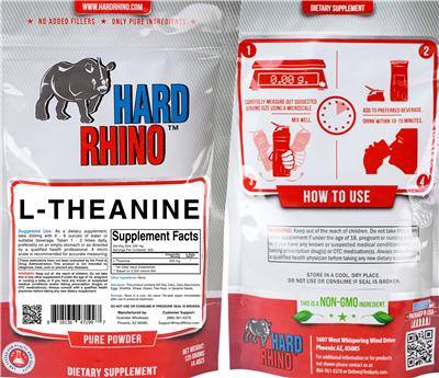 Photo of the Hard Rhino L-Theanine label