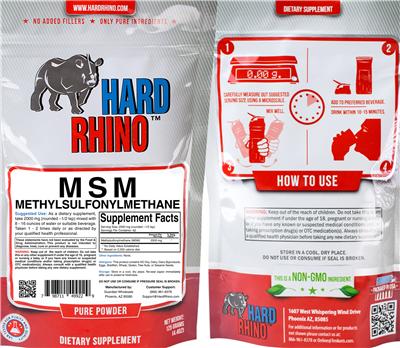 Photo of the Hard Rhino MSM Methylsulfonylmethane label