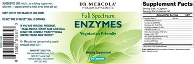Photo of the Dr. Mercola Full Spectrum Enzymes label