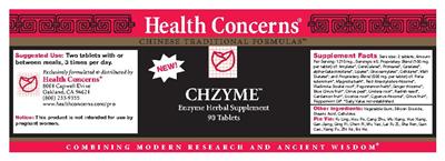 Photo of the Health Concerns Chzyme label