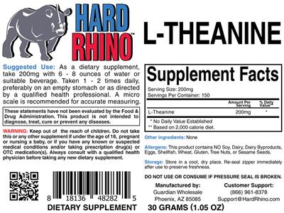 Photo of the Hard Rhino L-Theanine label