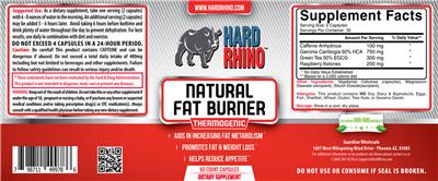 Photo of the Hard Rhino Natural Fat Burner label