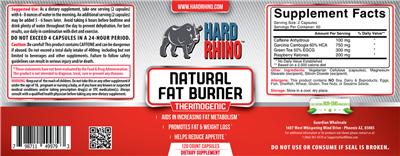 Photo of the Hard Rhino Natural Fat Burner label