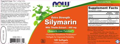 Photo of the NOW Extra Strength Silymarin label
