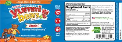 Photo of the Hero Nutritionals Yummi Bears Vitamin C label