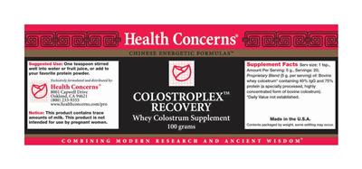 Photo of the Health Concerns Colostroplex Recovery label