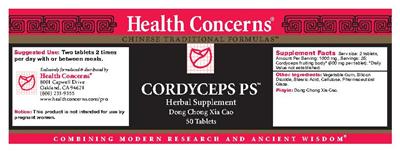 Photo of the Health Concerns Cordyceps PS label