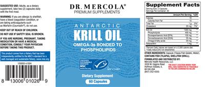 Photo of the Dr. Mercola Antarctic Krill Oil label