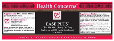 Photo of the Health Concerns Ease Plus label