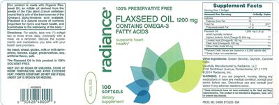 Photo of the Radiance Flaxseed Oil 1200 mg label