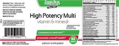 Photo of the Foods Plus High Potency Multi label