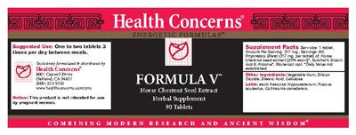 Photo of the Health Concerns Formula V label