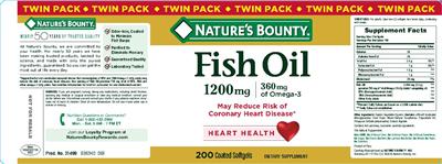 Photo of the Nature's Bounty Fish Oil 1200 mg label