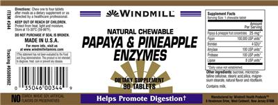 Photo of the Windmill Natural Chewable Papaya & Pineapple Enzymes label