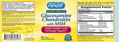 Photo of the Rexall Double Strength Glucosamine Chondroitin With MSM label