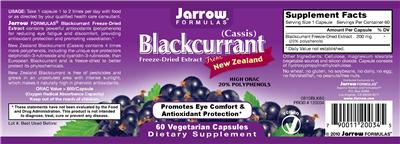 Photo of the Jarrow Formulas Blackcurrant Freeze-Dried Extract label
